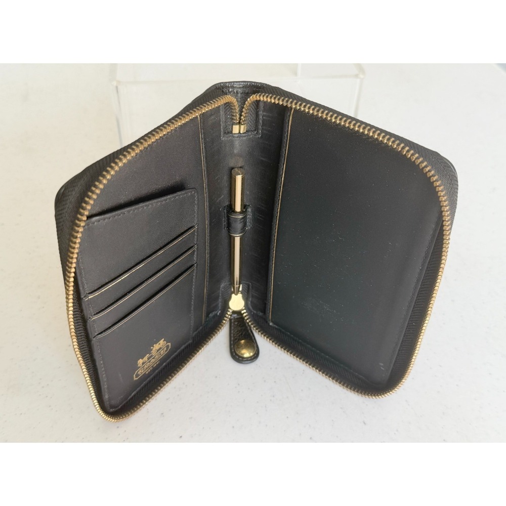 Vintage Coach Signature Stitch Black Op Art Stitched Wallet Card Holder - Picture 6 of 16